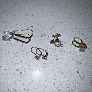 Vintage Gold Tone Women's Earrings Bundle - 4 pairs